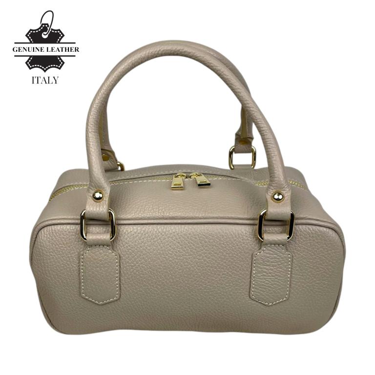 Bolso de Mano en Piel Italiana con Asas Cortas, Tira Bandolera Ajustable y Gran Calidad