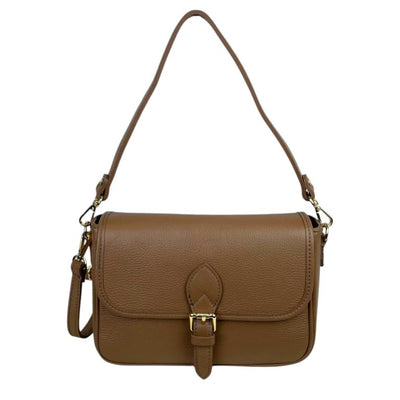 Bolso Bandolera de Piel Italiana con Asa Corta y Bolsillo Trasero