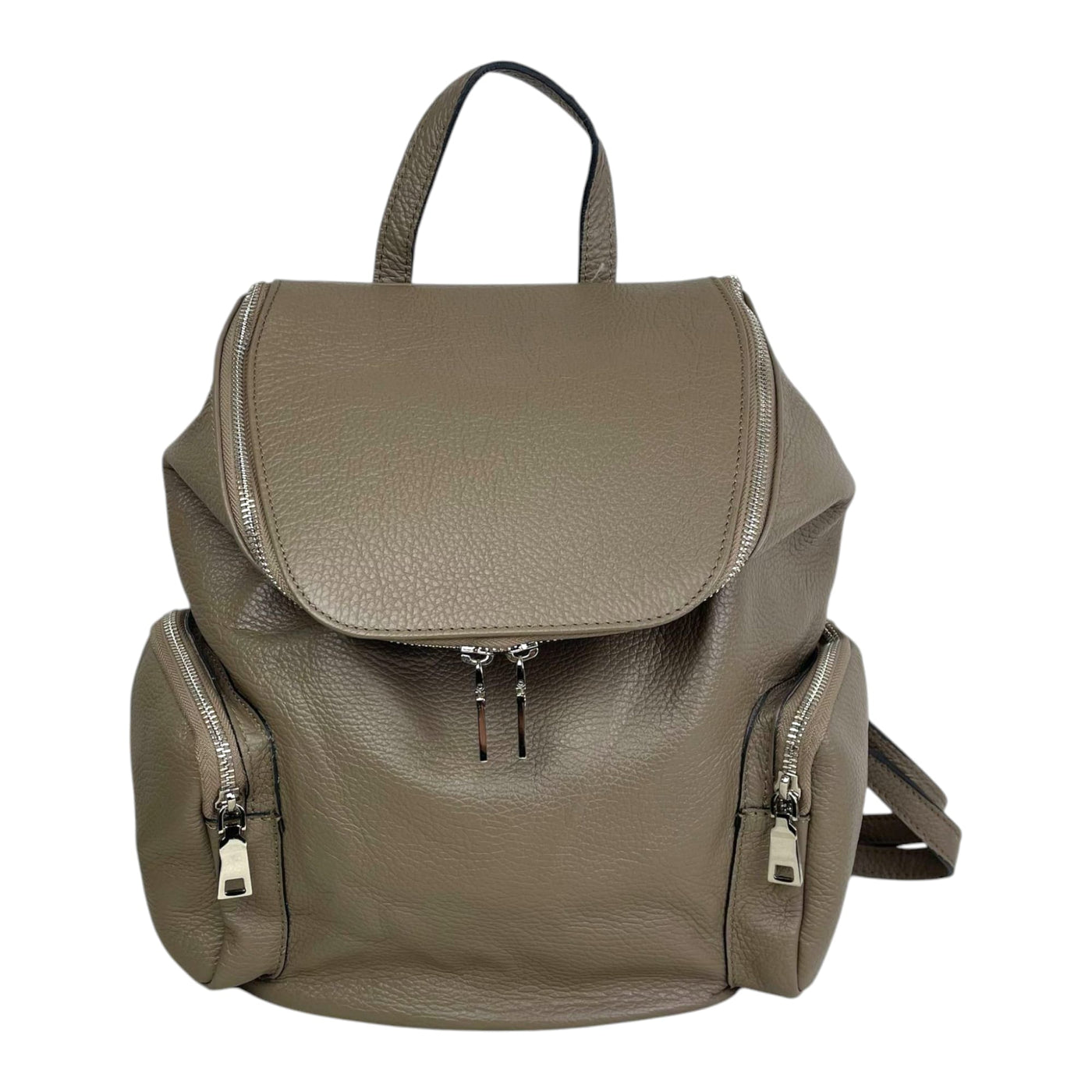 Amplia Mochila de Piel Universitaria con Bolsillos Laterales y Trasero