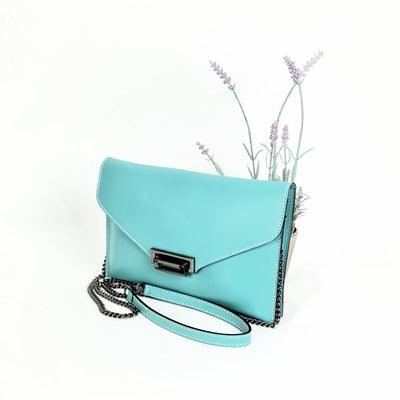 Bandolera de Piel Italiana con Solapa de Broche y 2 Compartimentos