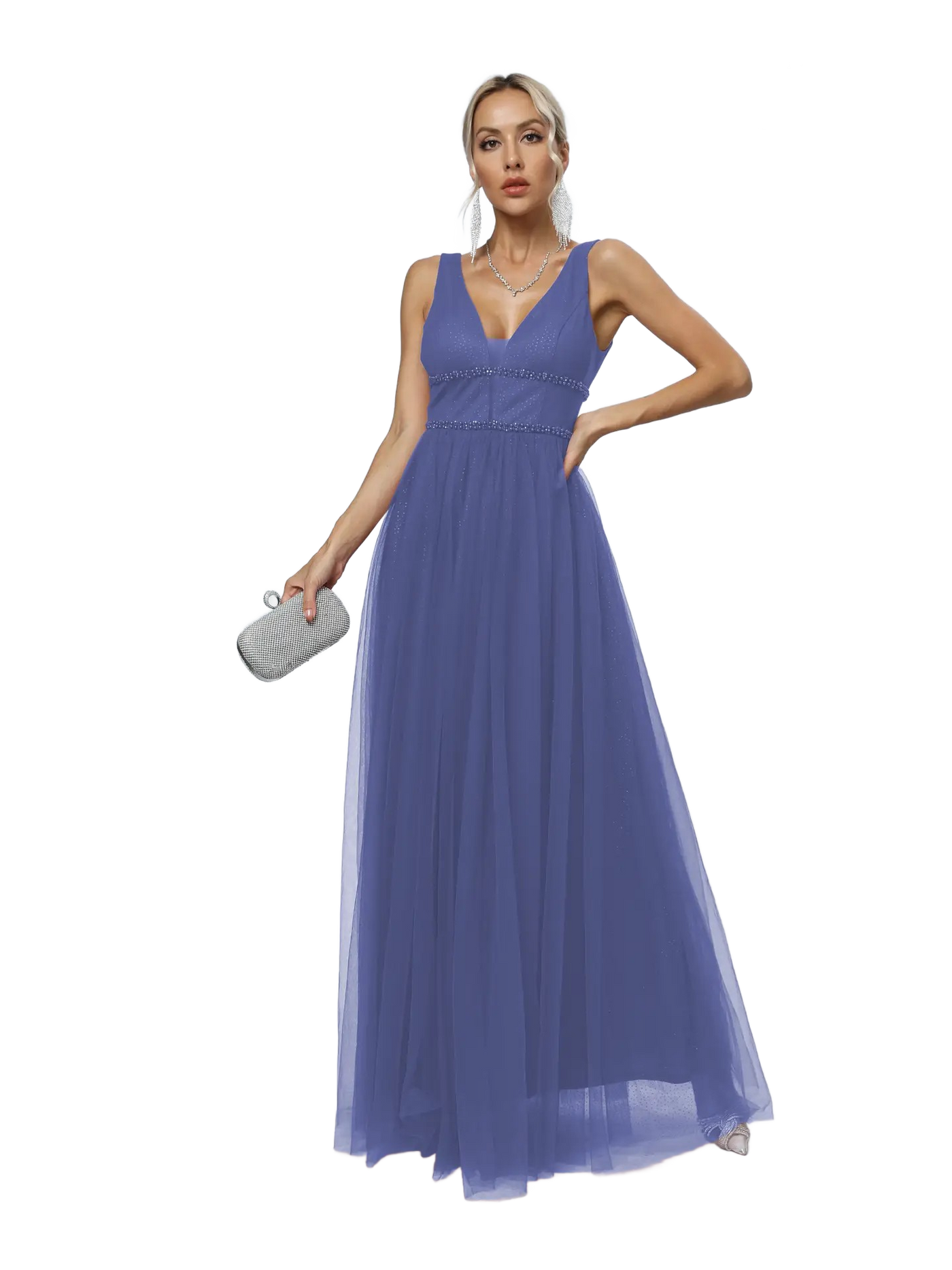 Vestido de noche con escote en V