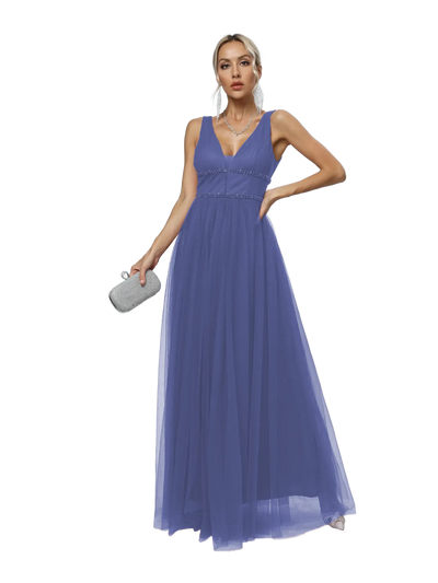 Vestido de noche con escote en V