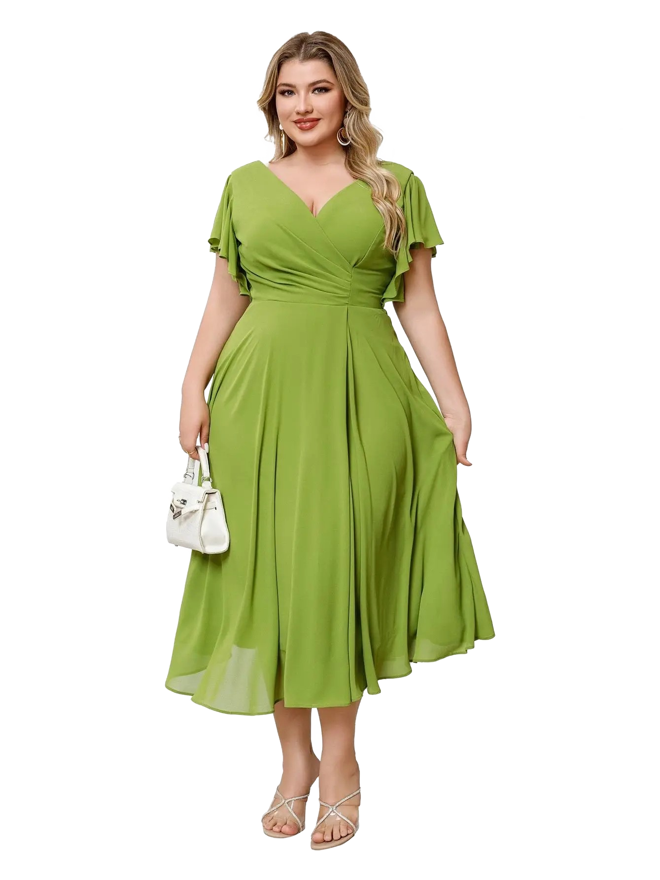 Vestido midi con manga corta