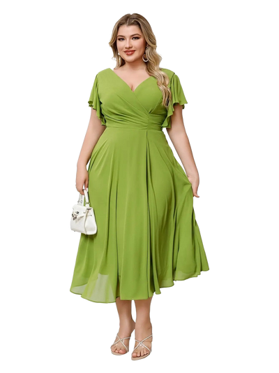 Vestido midi con manga corta
