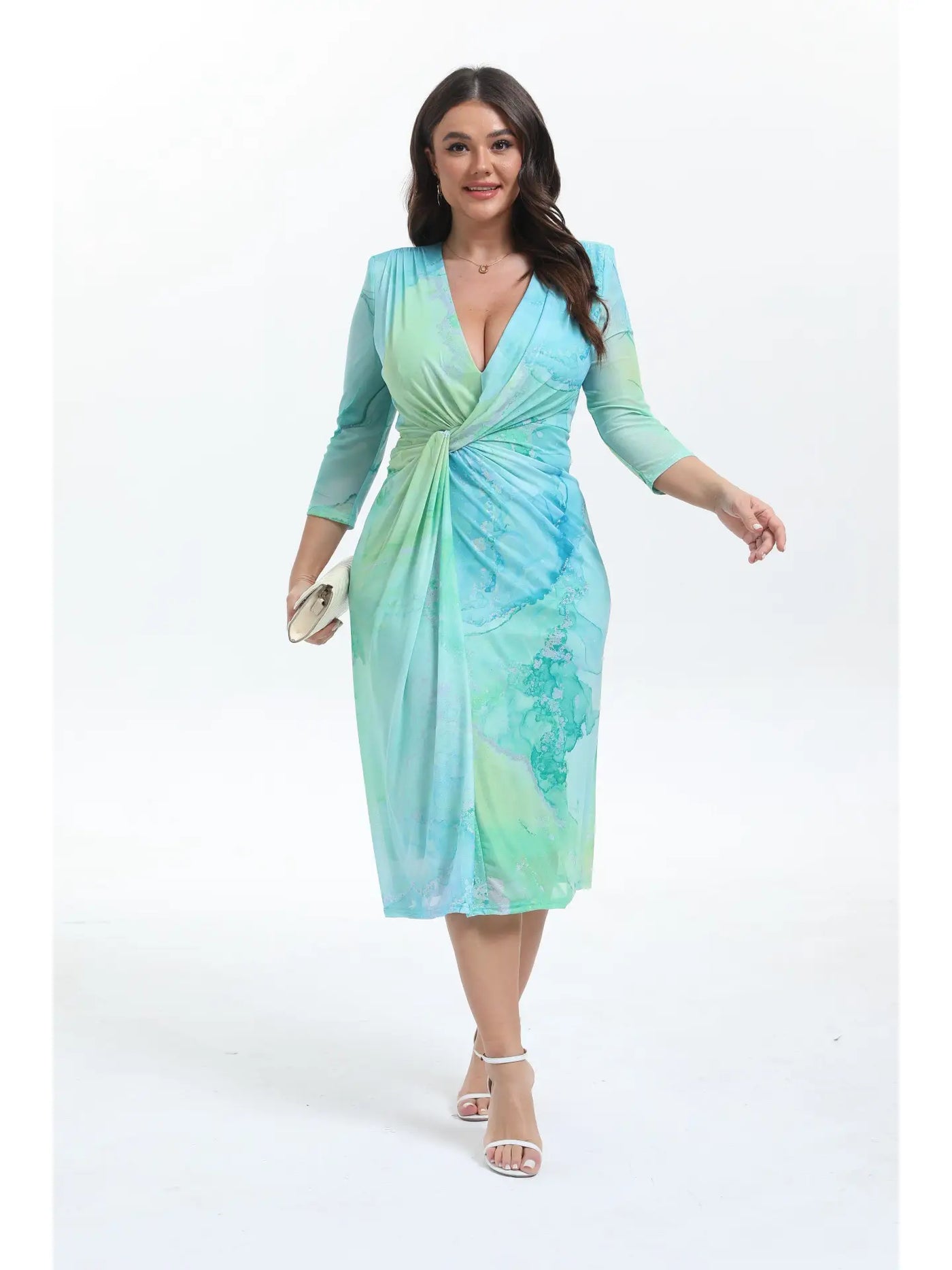 Vestido de manga larga estampado