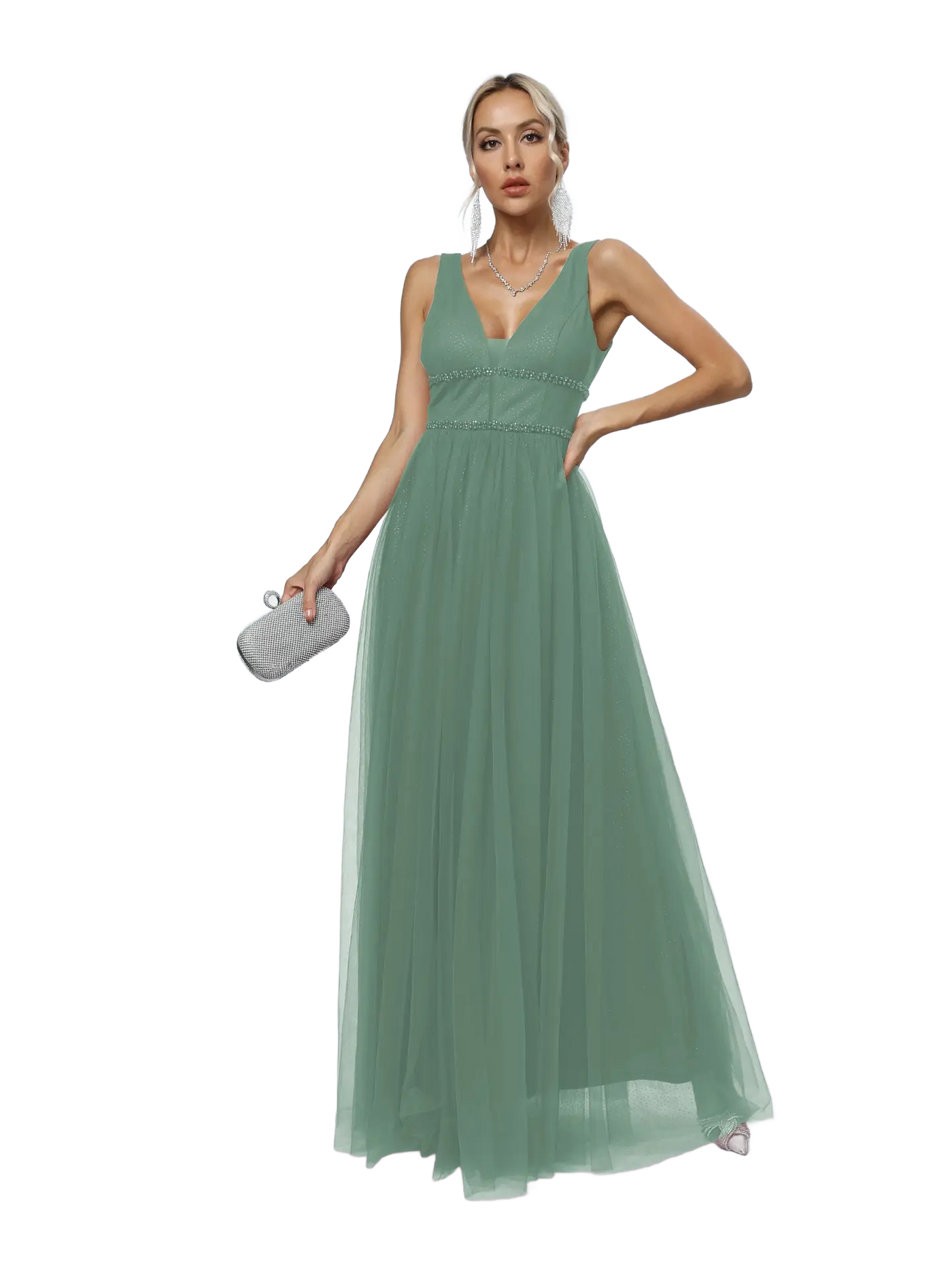 Vestido de noche con escote en V
