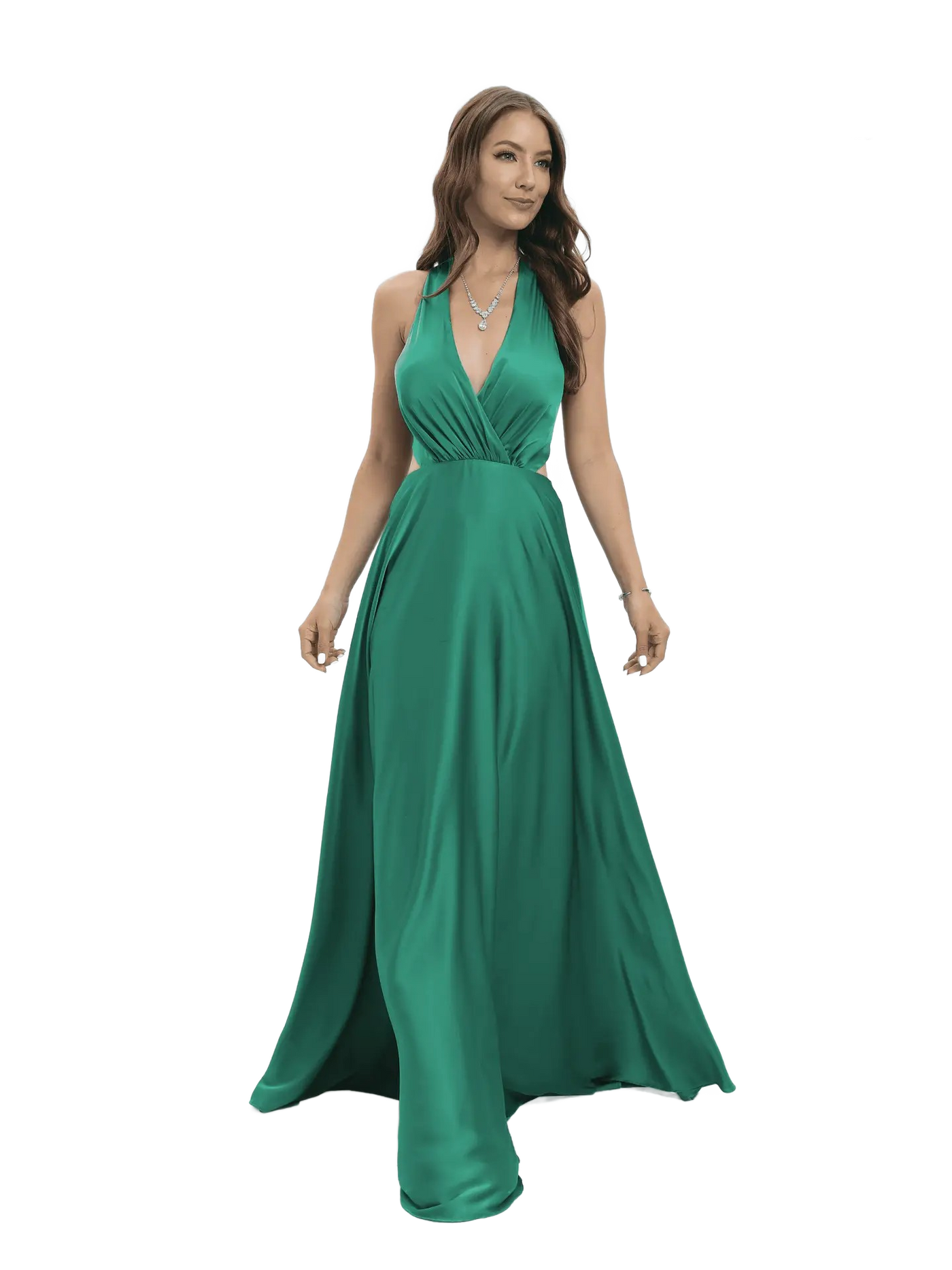 Vestido de noche largo en V