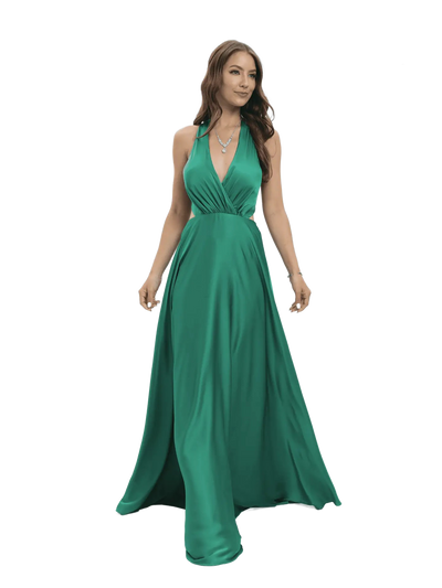 Vestido de noche largo en V