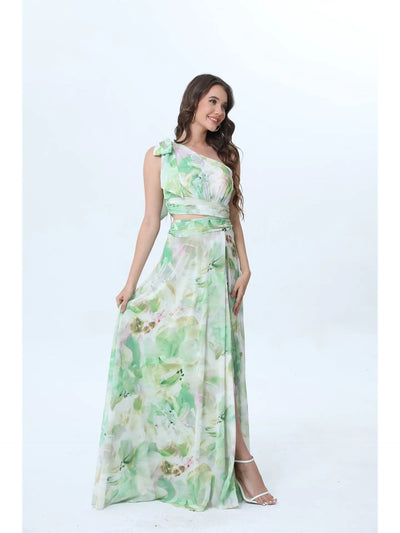 Vestido largo asimétrico estampado floral