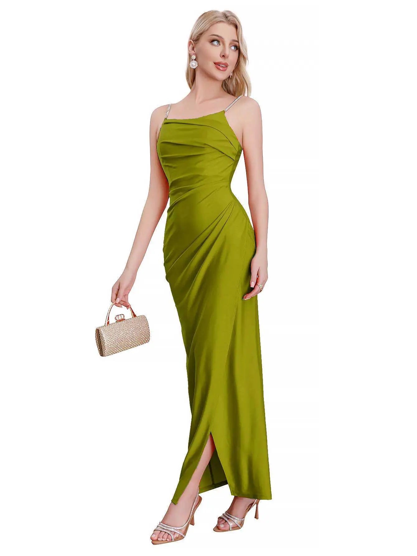 Vestido midi con abertura, moderno y sencillo