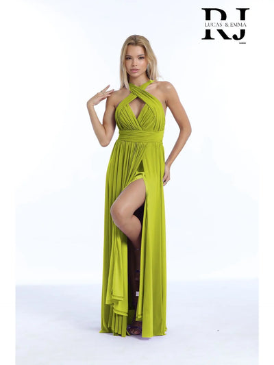 Vestido de noche midi con abertura, moderno y sencillo