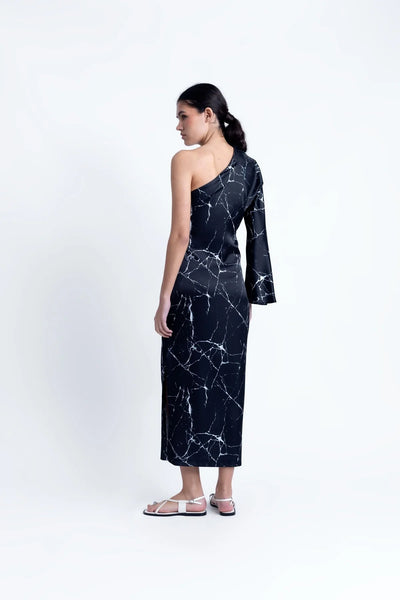 VESTIDO MIDI ASIMETRICO